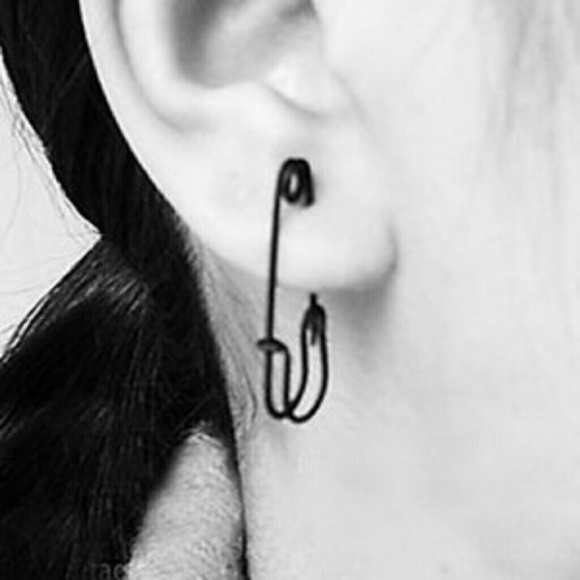 Safety Pin Earrings Vintage Style - Picture 3 of 8